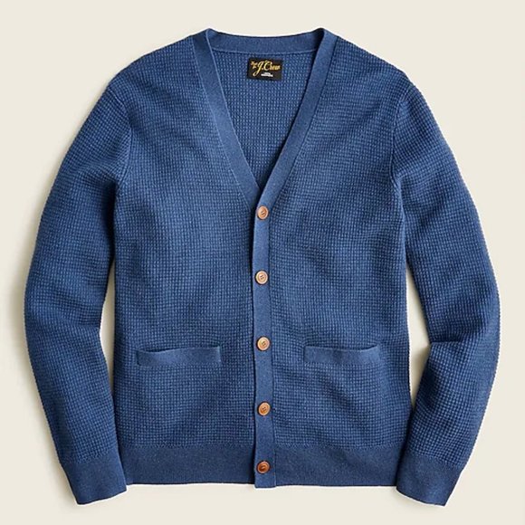 J. Crew Other - NWT J Crew 100% Cashmere Waffle V-Neck Cardigan Sweater, Manor Blue